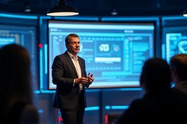 Presenter speaking during a webinar on OTA connectivity
